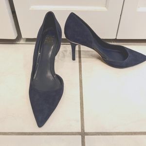 WHBM Ella Suede d'Orsay heels in Officer Blue